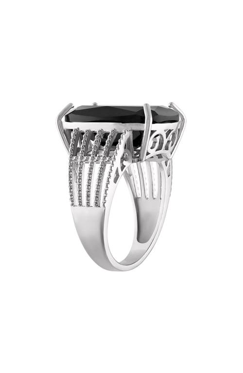 Fzn Black Spinel Ring In Black/silver