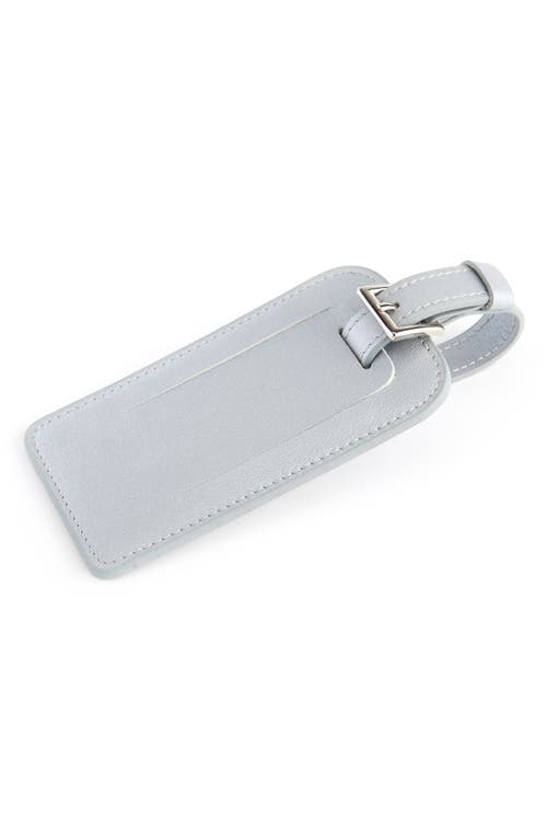 Personalized Leather Luggage Tag in Silver- Deboss