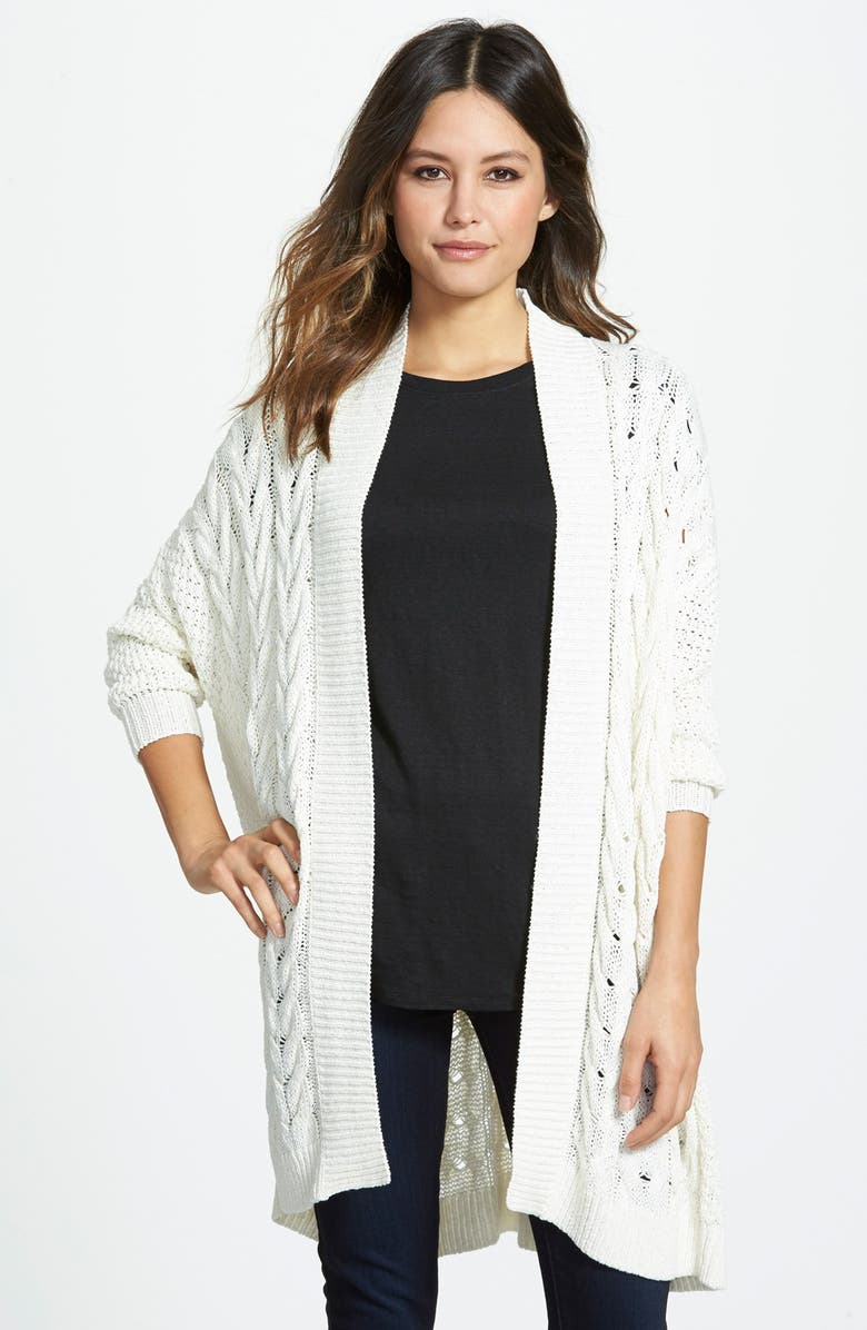 Nordstrom Collection Long Linen & Silk Cable Cardigan | Nordstrom