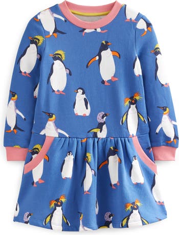Mini Boden Kids' Penguin Print Sweatshirt Dress