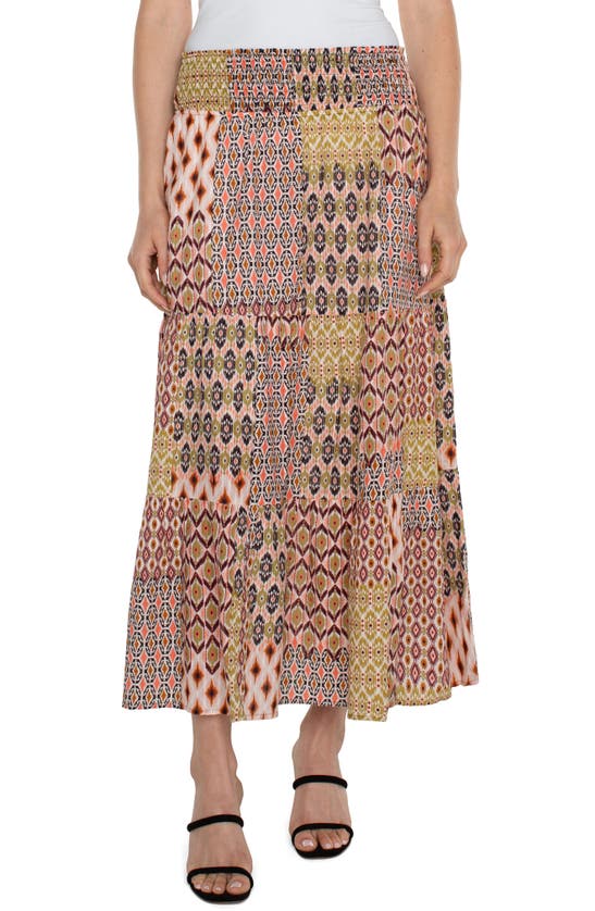 Liverpool Los Angeles Tiered Patchwork Maxi Skirt In Geo Patchwork