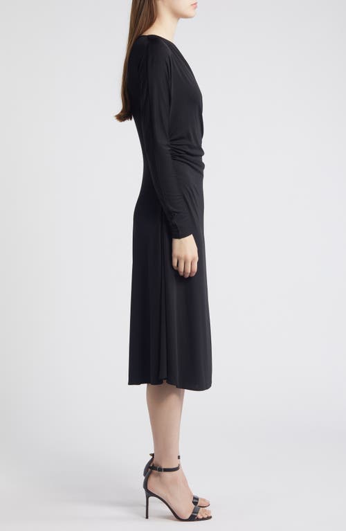 Shop Hugo Boss Boss Ettita Long Sleeve Midi Dress In Black