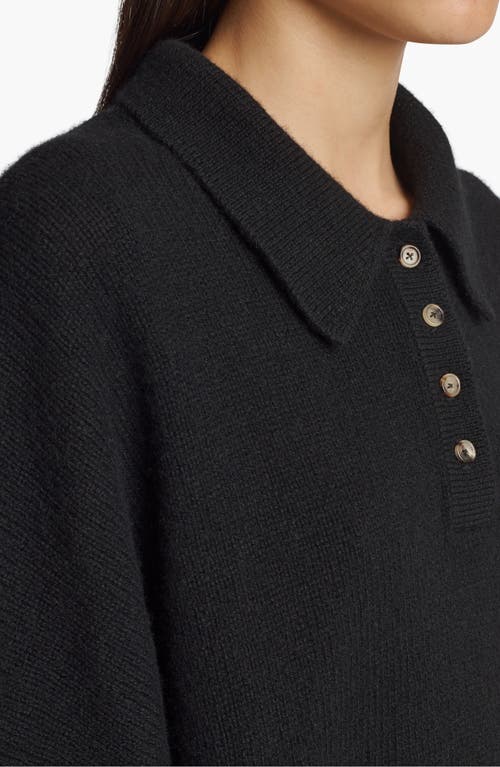 Shop Khaite Rene Long Sleeve Cashmere Polo Sweater In Black
