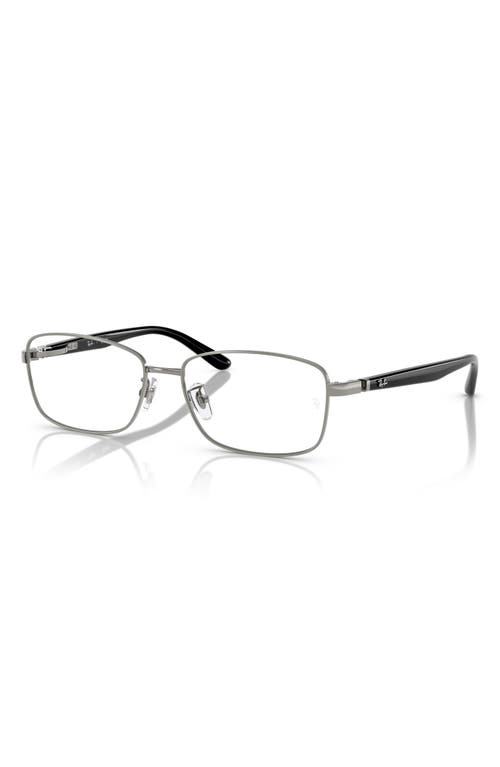 Ray Ban Ray-ban 56mm Rectangular Pillow Optical Glasses In Gunmetal