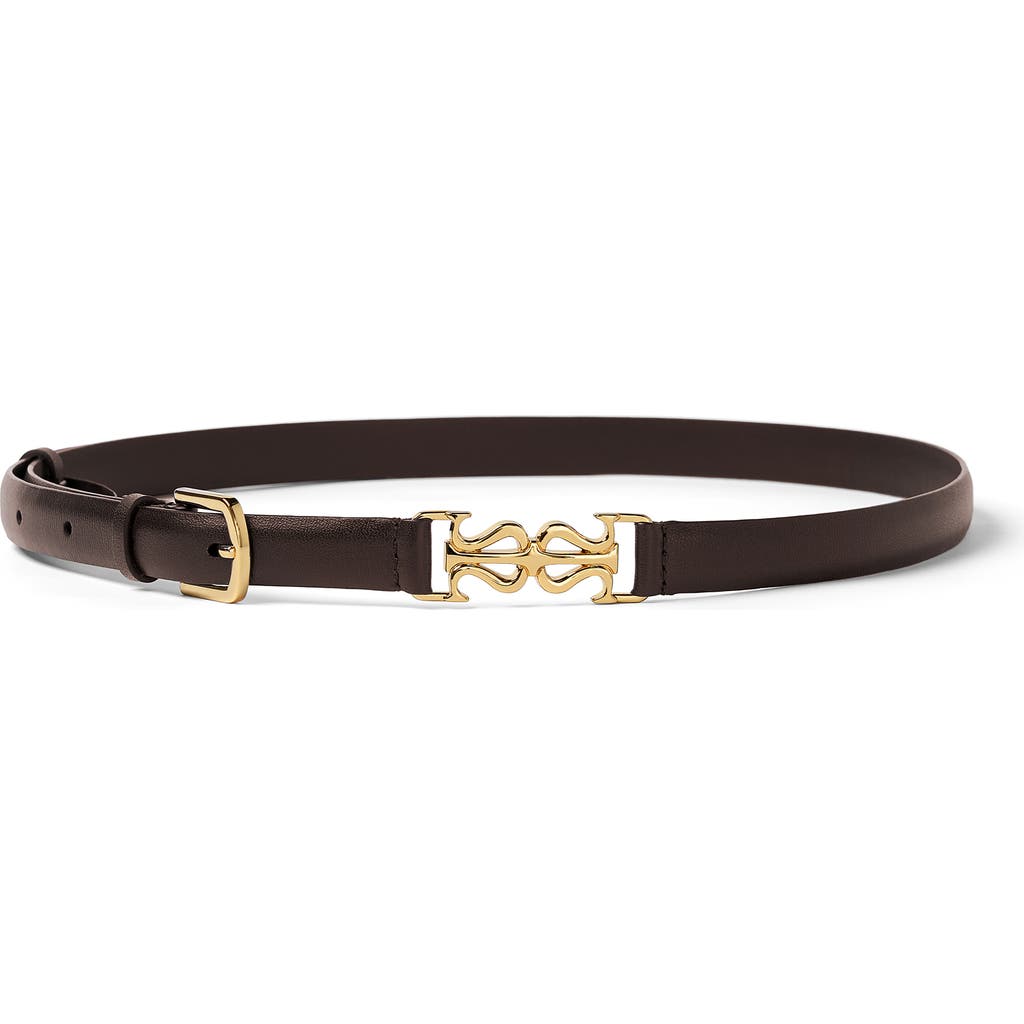 Lilysilk Ls Clasp Leather Skinny Belt In Dark Brown