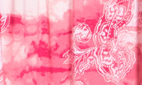 Shop Stem And Vine Printed Lace Square Neck Top In Fuschia/tiedye