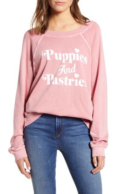 Click to view more detailed imagery on our partner's website Wildfox Puppies And Pastriespullover In Pigment French Rose