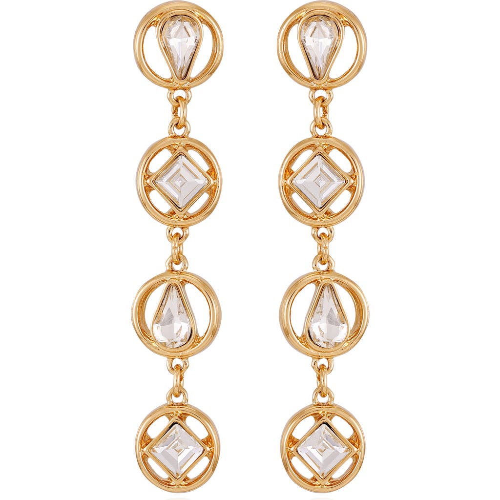 Vince Camuto Geometric Crystal Linear Drop Earrings In Gold Tone