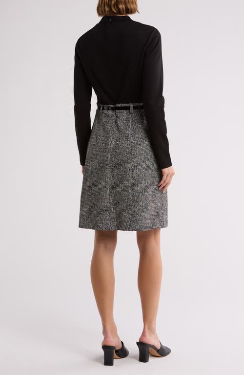 Eliza J Twofer Mock Neck Long Sleeve Dress In Black