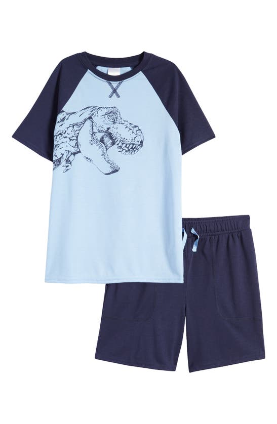 Shop Nordstrom Kids' Short Pajamas In Blue Placid Dino- Navy
