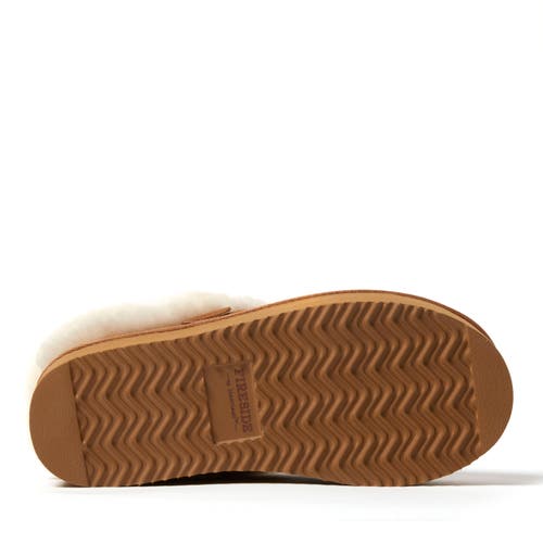 Dearfoams Fireside By Women's Bendigo Genuine Shearling Quilted Platform Clog In Chestnut