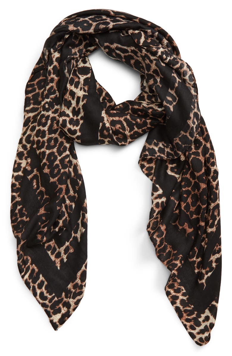 BP. Leopard Print Scarf, Alternate, color, BROWN MULTI
