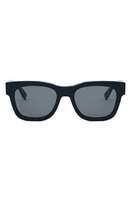 Fendi The  Diagonal 51mm Square Sunglasses In Shiny Blue/smoke