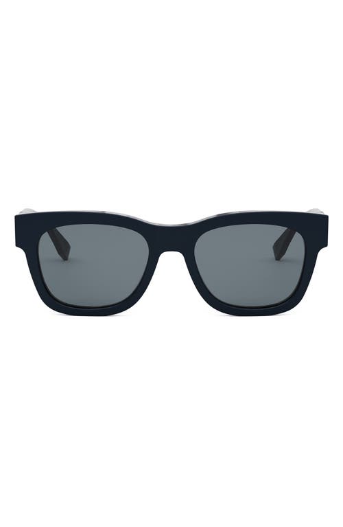 Fendi The Diagonal 51mm Square Sunglasses In Shiny Blue/smoke