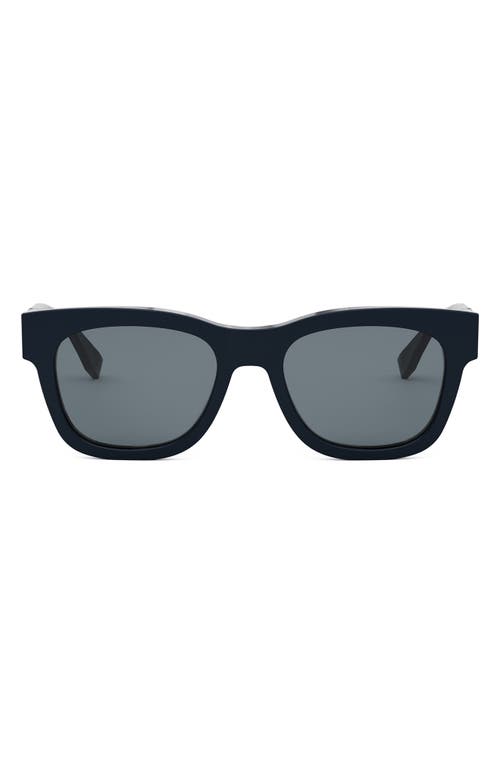 The Fendi Diagonal 51mm Square Sunglasses in Shiny Blue /Smoke 