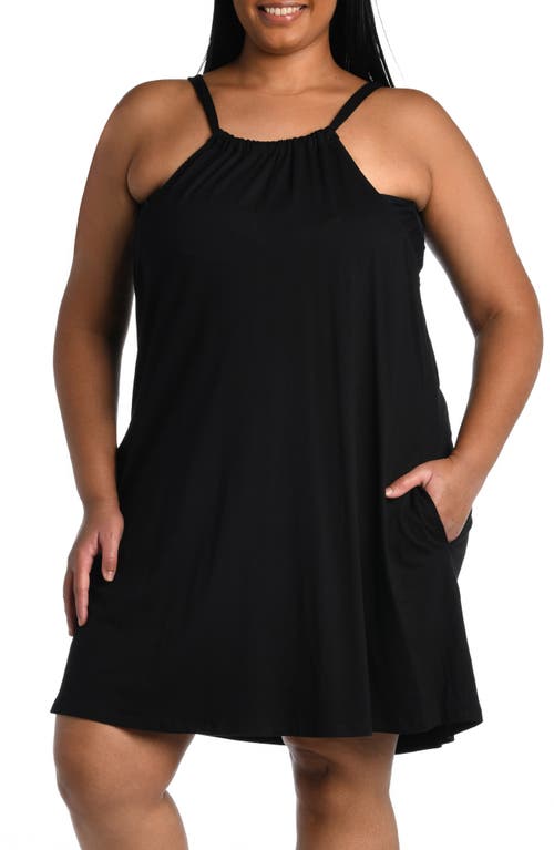 La Blanca Halter Neck Cover-Up Dress in Black
