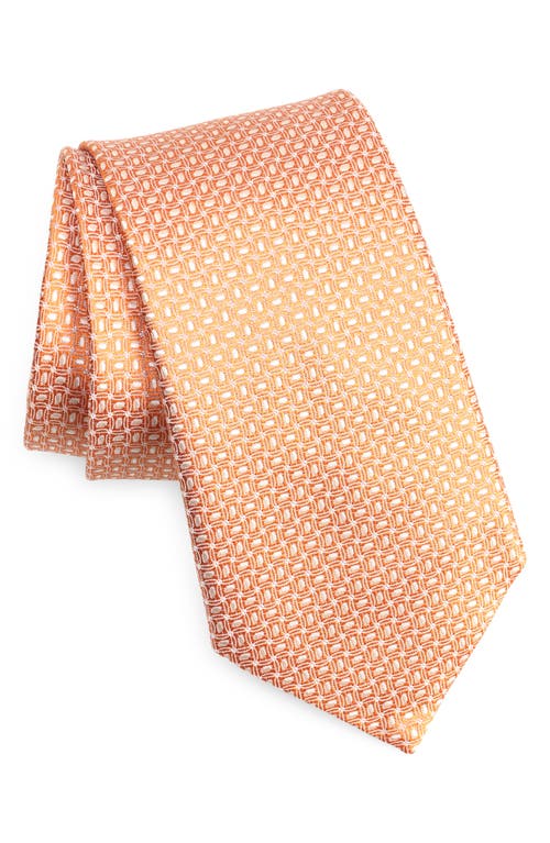 Shop Canali Geometric Silk Tie In Orange