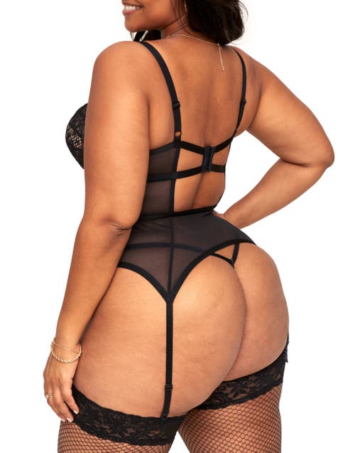 Shop Adore Me Naya Unlined Bustier & G-string Set In Black