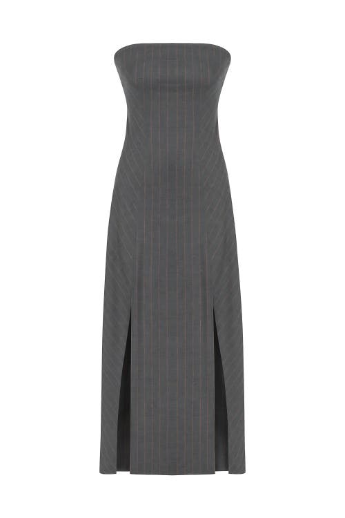 Shop Nocturne Strapless Maxi Dress In Grey