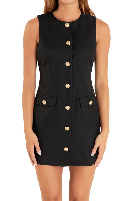 Endless Rose Button Front Sleeveless Minidress In Black