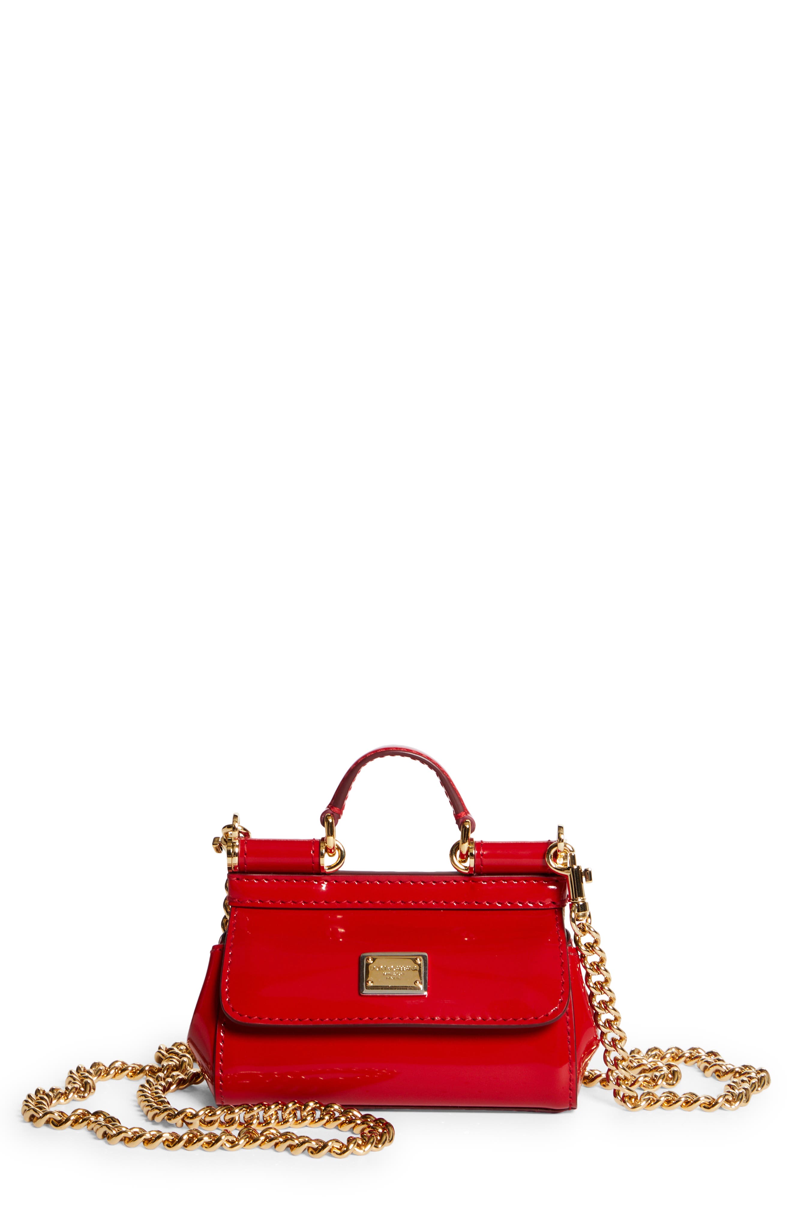 Dolce & Gabbana Mini Sicily Leather Top Handle Bag in Rosso Intenso