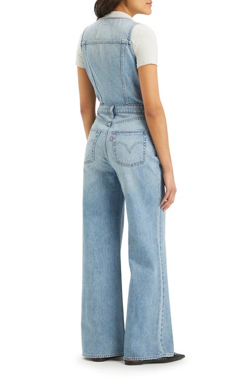 Shop Levi's Sleeveless Denim Wide Leg Jumpsuit In Deep Dive