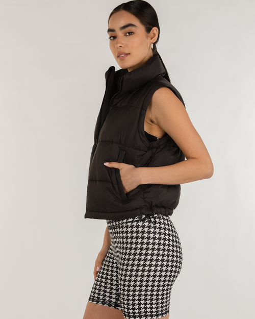 Shop Rebody Active On The Go Puffer Convertible Jacket Vest In Black