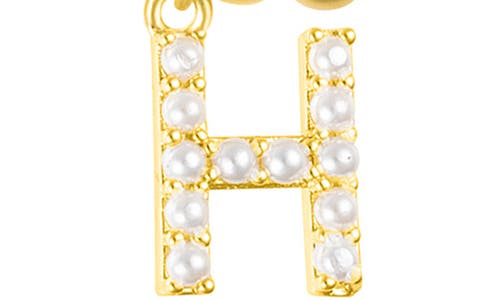 Adornia Faux Pearl Initial Charm Beaded Bracelet In Gold White-h