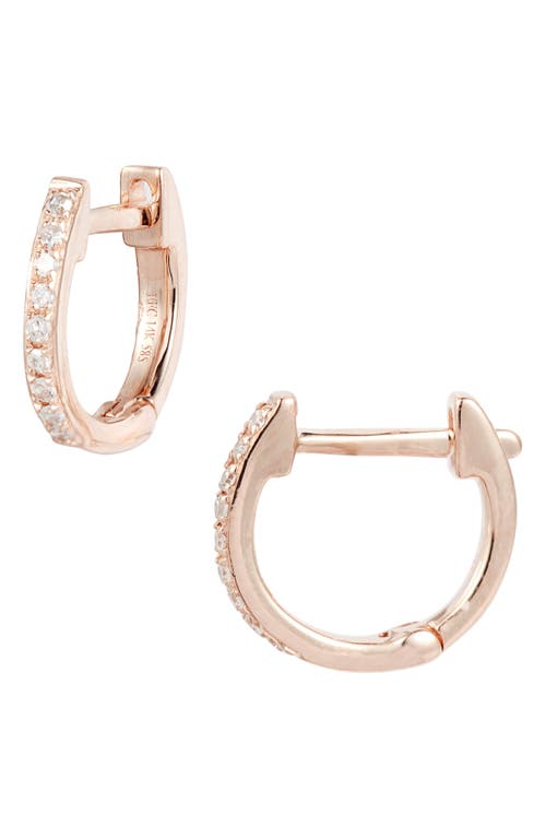 EF Collection Mini Diamond Hoop Earrings in Rose Gold at Nordstrom