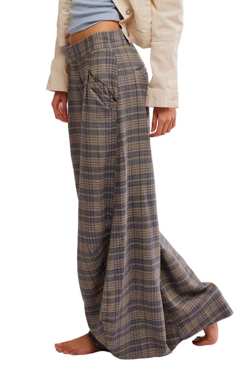 Shop Free People Tegan Wide Leg Pants In Blue Grey Combo