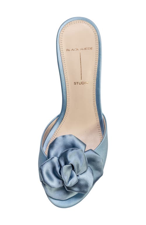 Black Suede Studio Josey Slide Sandal In Blue Fog Satin