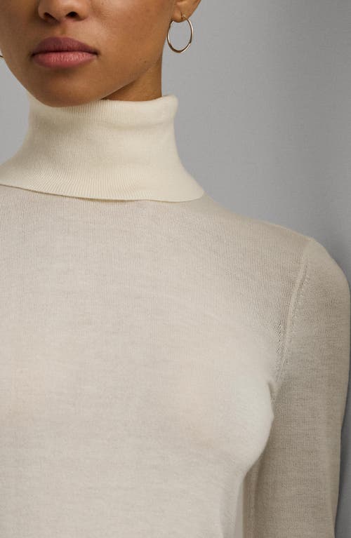 Shop Lauren Ralph Lauren Ribbed Turtleneck Sweater In Mascarpone Cream