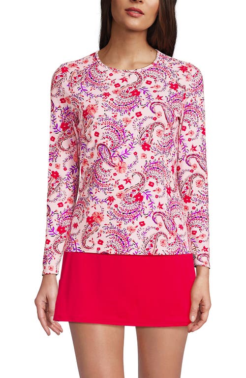 Shop Lands' End Long Sleeve Relaxed Upf 50 Rash Guard In Wood Lily Multi Floral Paisley