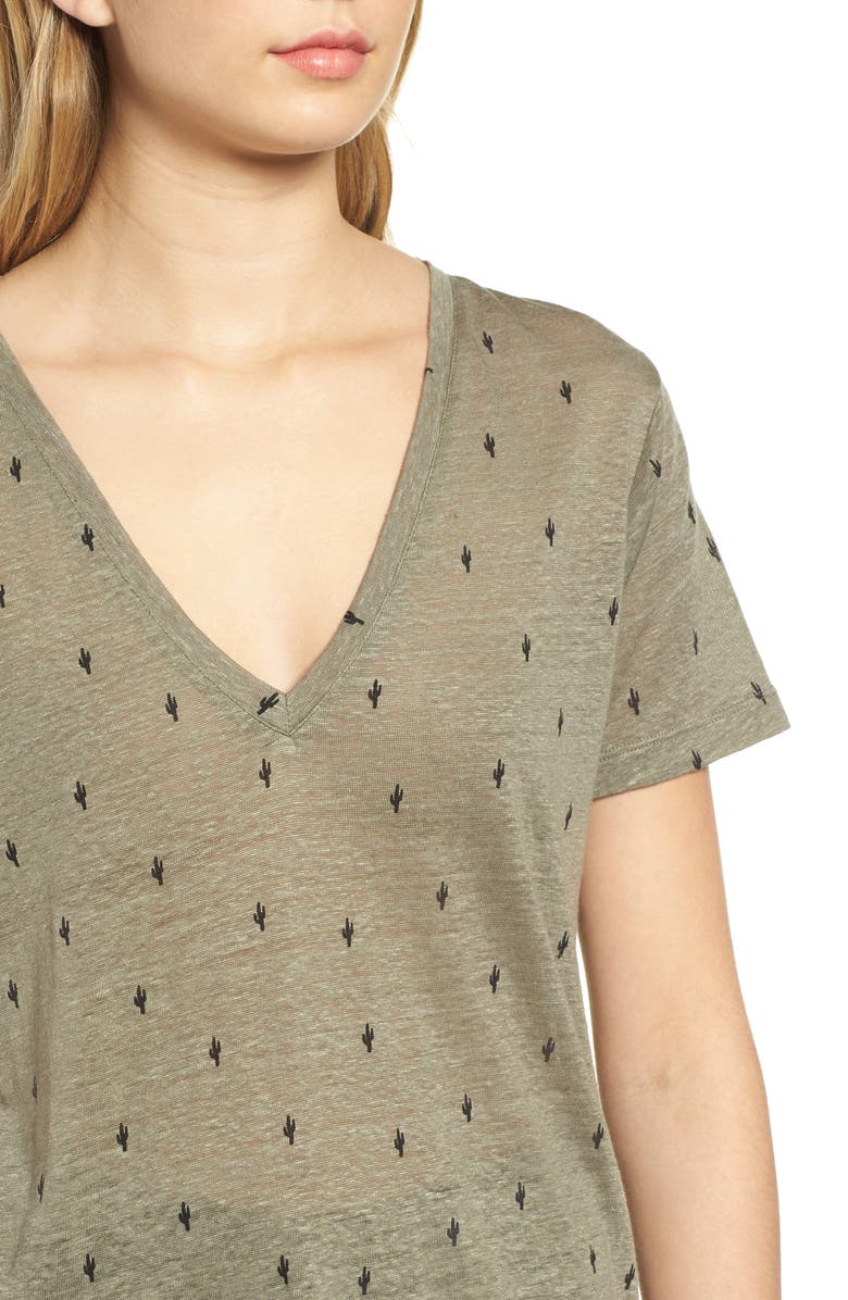Rails Cara V-Neck Slub Knit Tee, Alternate, color, Sage Black Cactus