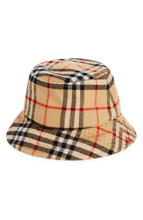 burberry Archive Check Cotton Twill Bucket Hat Beige at Nordstrom,