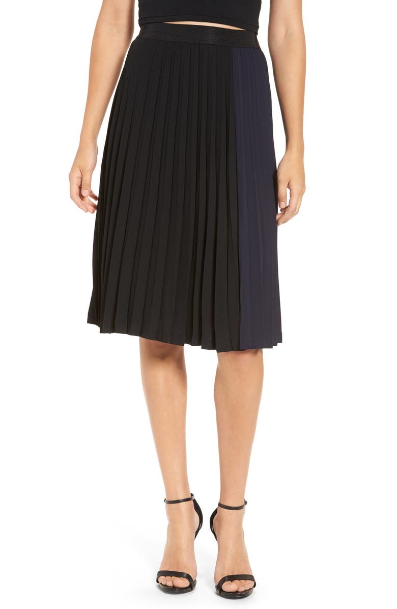 Leith Colorblock Pleated Midi Skirt | Nordstrom