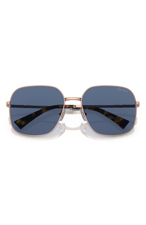 Miu Miu 61mm Polarized Square Sunglasses In Rose Gold