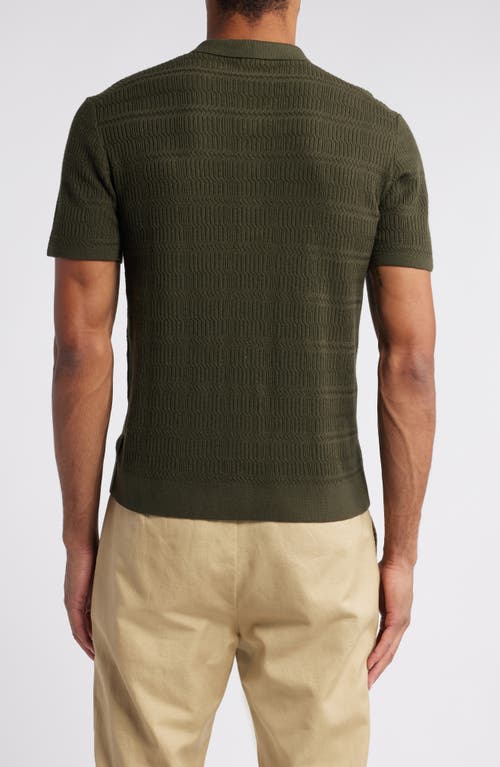 Shop Rails Nathan Short Sleeve Ribbed Polo Sweater In Ancient Olive