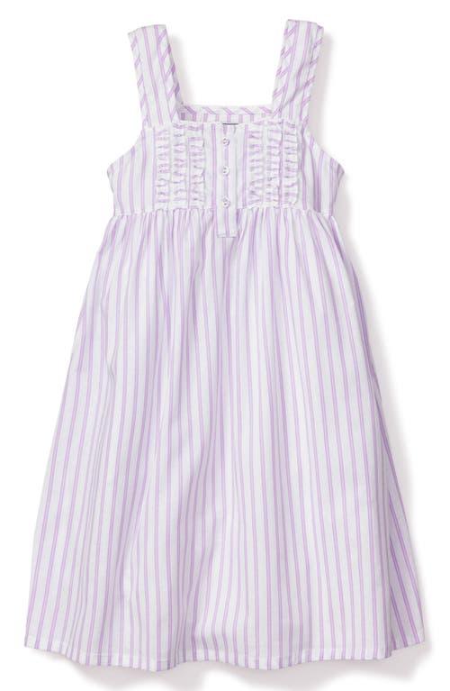 Petite Plume Kids' Stripe French Ticking Nightgown in Purple at Nordstrom, Size 10Y