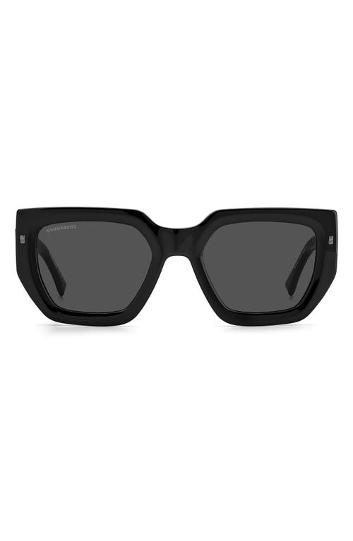 53mm Rectangular Sunglasses in Black/grey Shaded