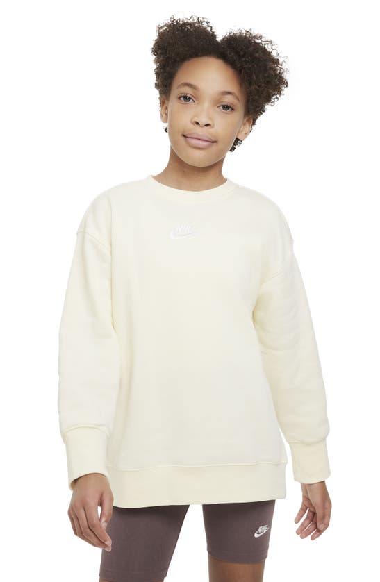 Nike Sportswear Kids' Club Fleece Sweatshirt In Coconut Milk/ White