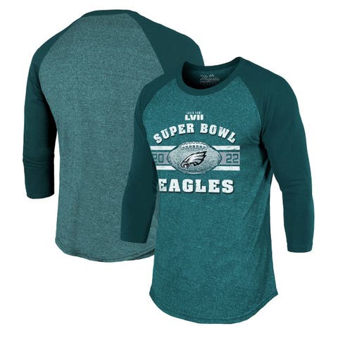 Philadelphia Eagles Fanatics Branded Women's Durable Raglan 3/4-Sleeve T- Shirt - White/Midnight Green