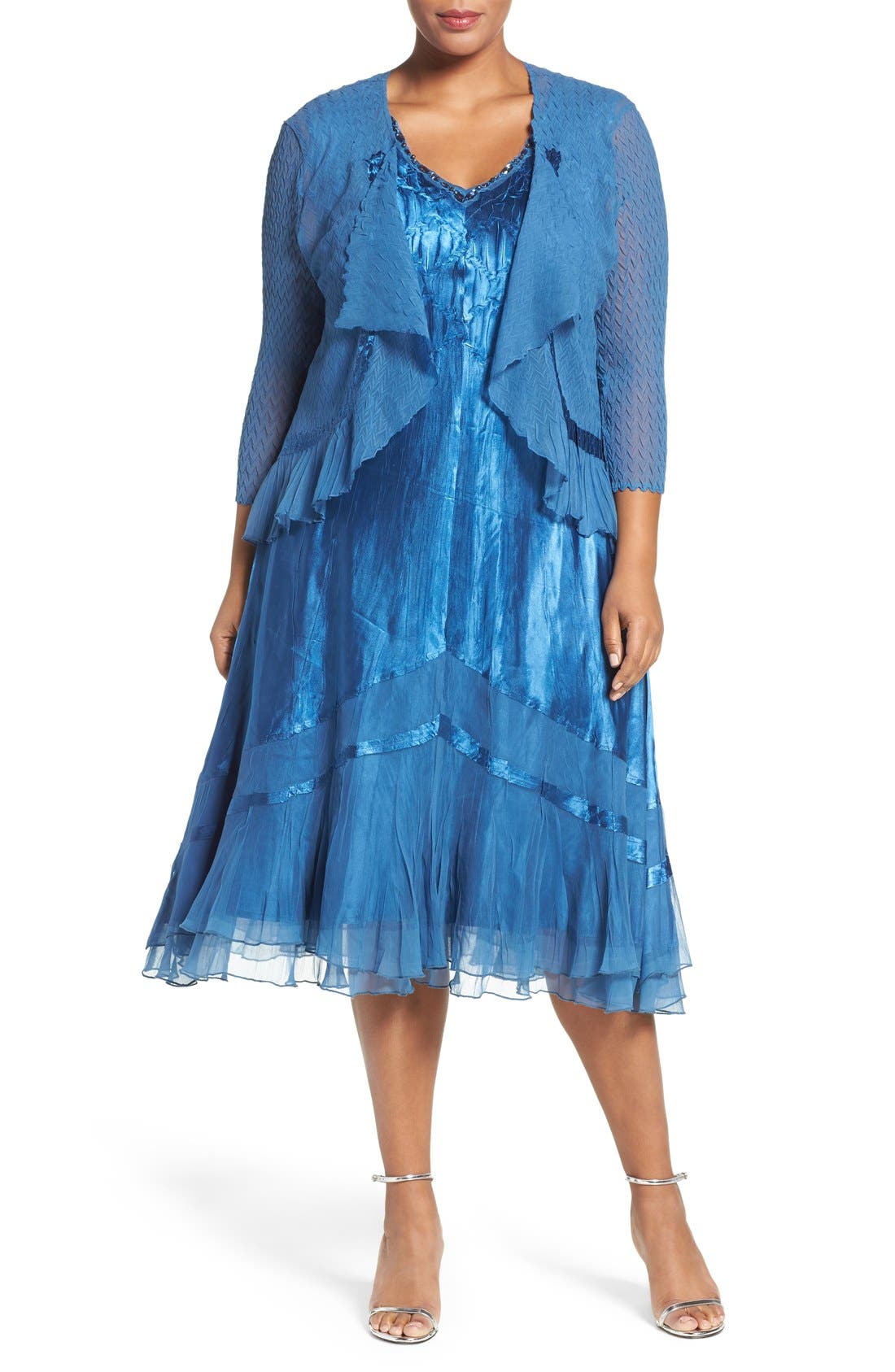 Komarov Embellished Dress with Drape Front Jacket (Plus Size) Nordstrom