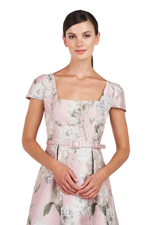 Shop Kay Unger Mira Floral Fit & Flare Midi Dress In Pink Pearl