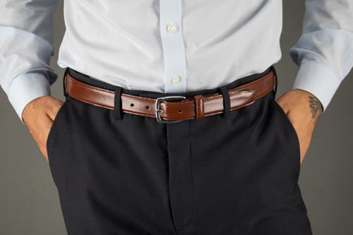 Shop Trafalgar Jameson 31mm Genuine Leather Dress Belt In Tan