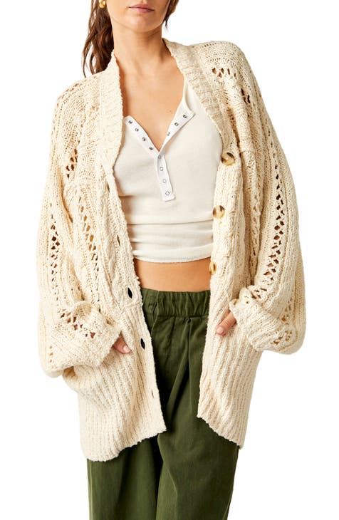 NEW Free People sz S And Chill Cozy Lounge Set Waffle Knit Cardigan Jogger  Pants