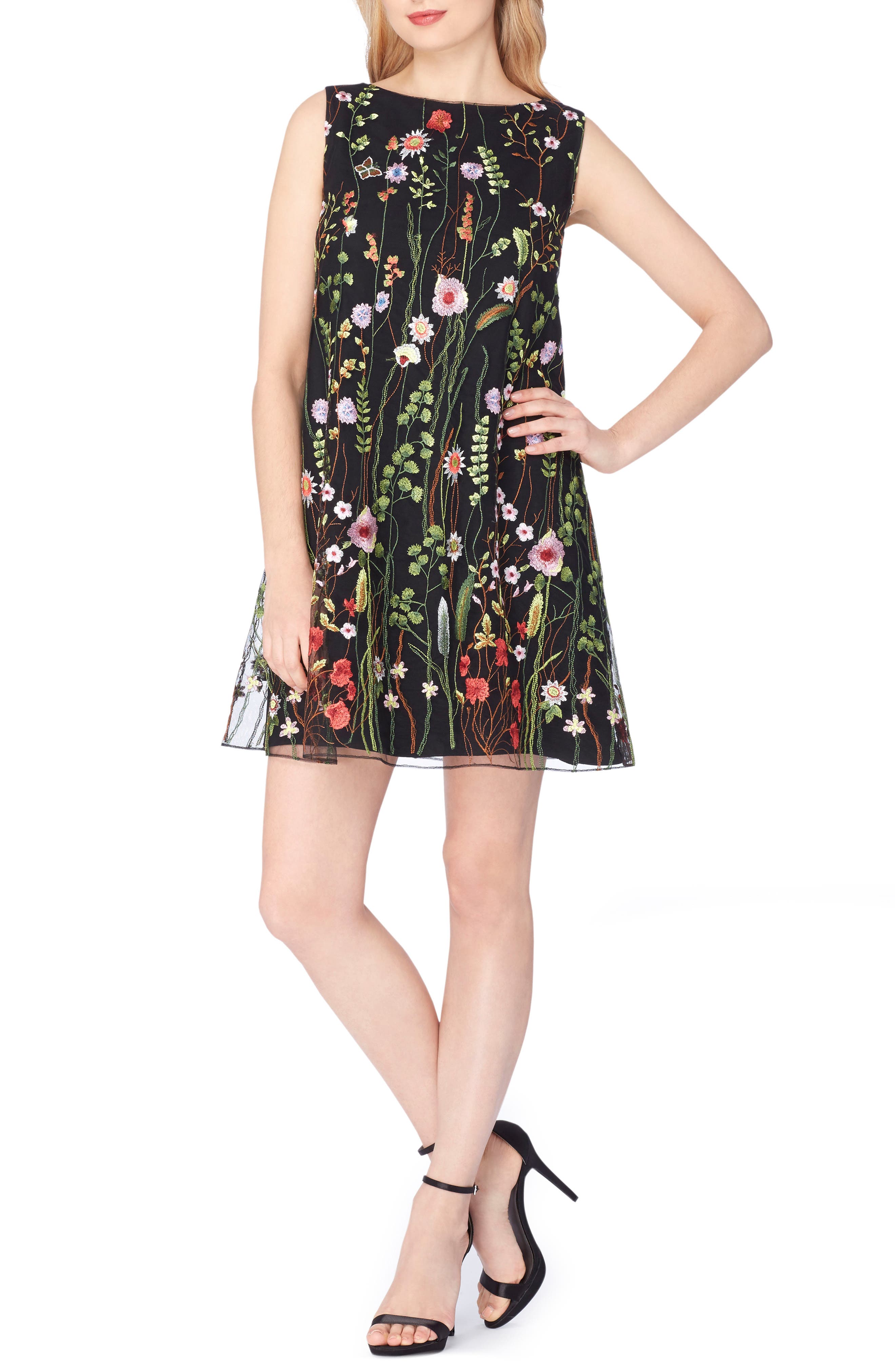 Tahari Embroidered Shift Dress (Regular & Petite) Nordstrom