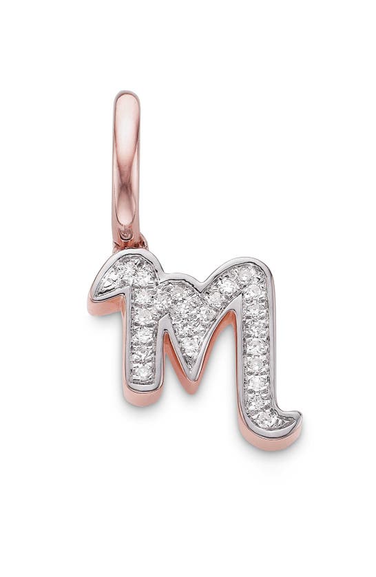 Monica Vinader Diamond Initial Pendant Charm In Rose Gold/ Diamond- M