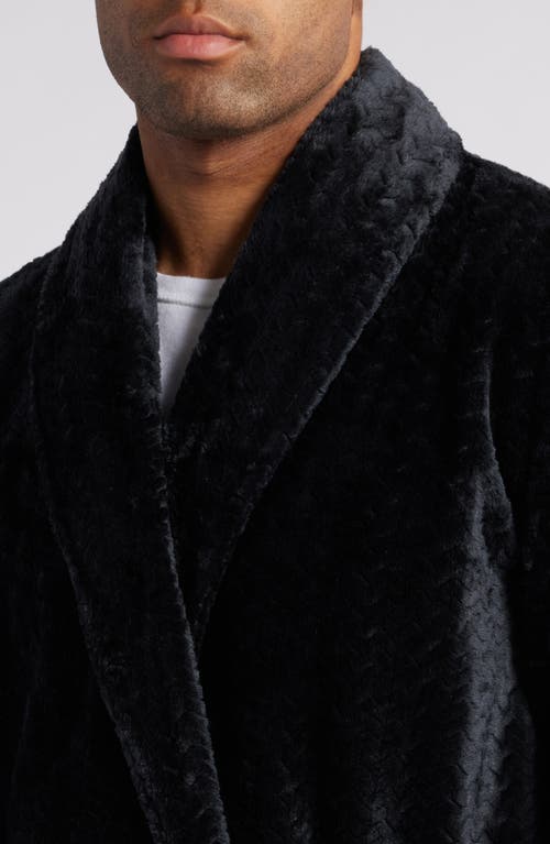 Shop Daniel Buchler Mosaic Texture Fleece Robe In Black