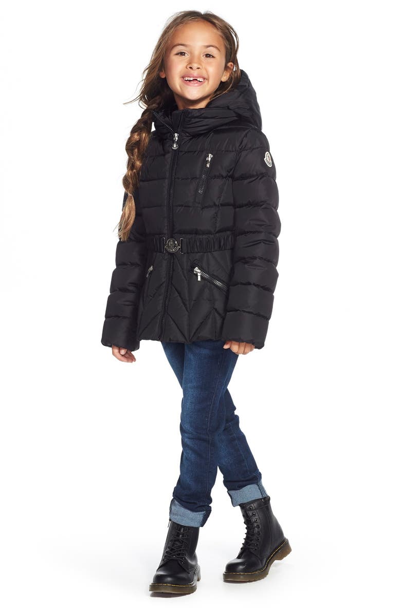 Moncler 'Bernadette' Belted Hooded Puffer Jacket (Big Girls) | Nordstrom